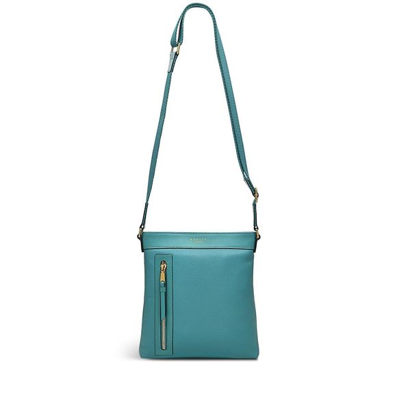 London Ziy Small Leather Ziptop Crossbody Bag, Ocean -_- - Picture 1 of 4
